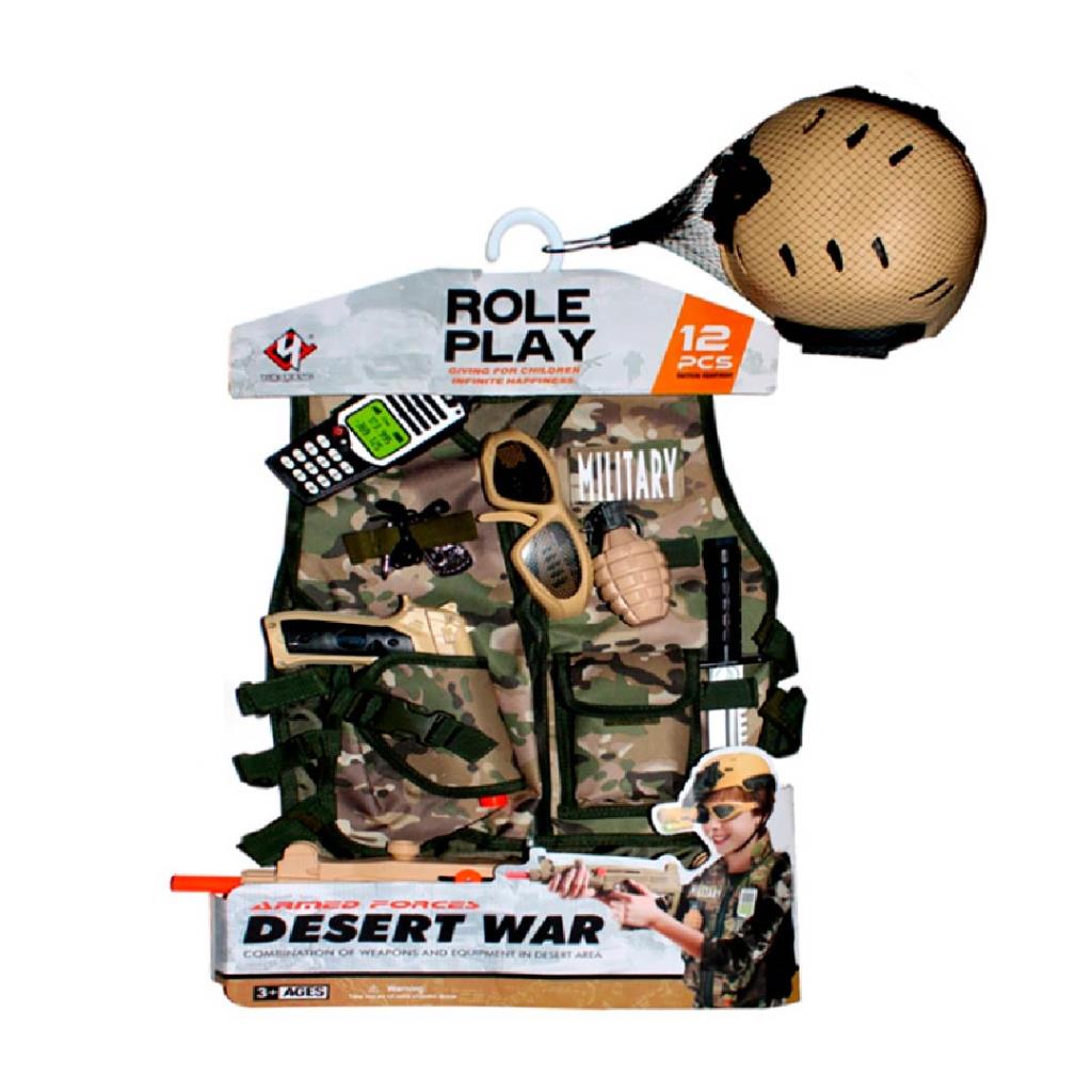  طقم تنكّر عسكري للأطفال مع إكسسوارات لعب